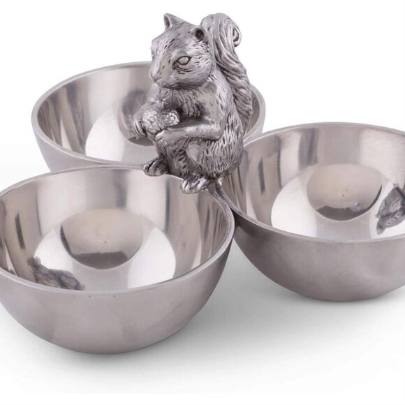 Arthur Court Squirrel 3 Bowl Nut/Snacks/Candy -Aluminum Hand Polished - NIB - Picture 2 of 9